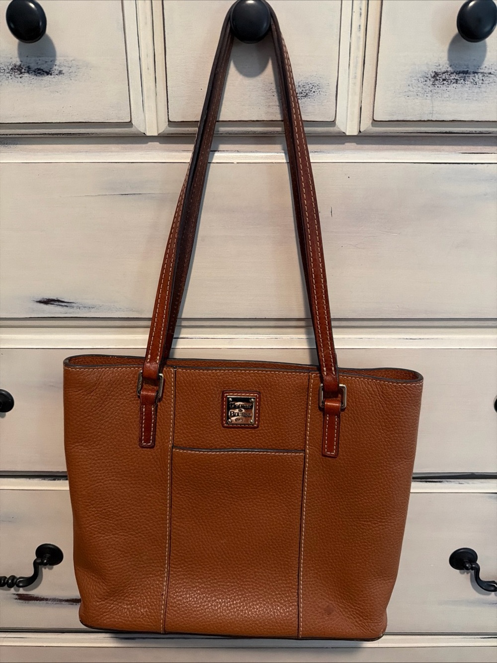 $328 Dooney & Bourke Pebble Grain Small Lexington Leather Tote Bag Caramel - Picture 2 of 16